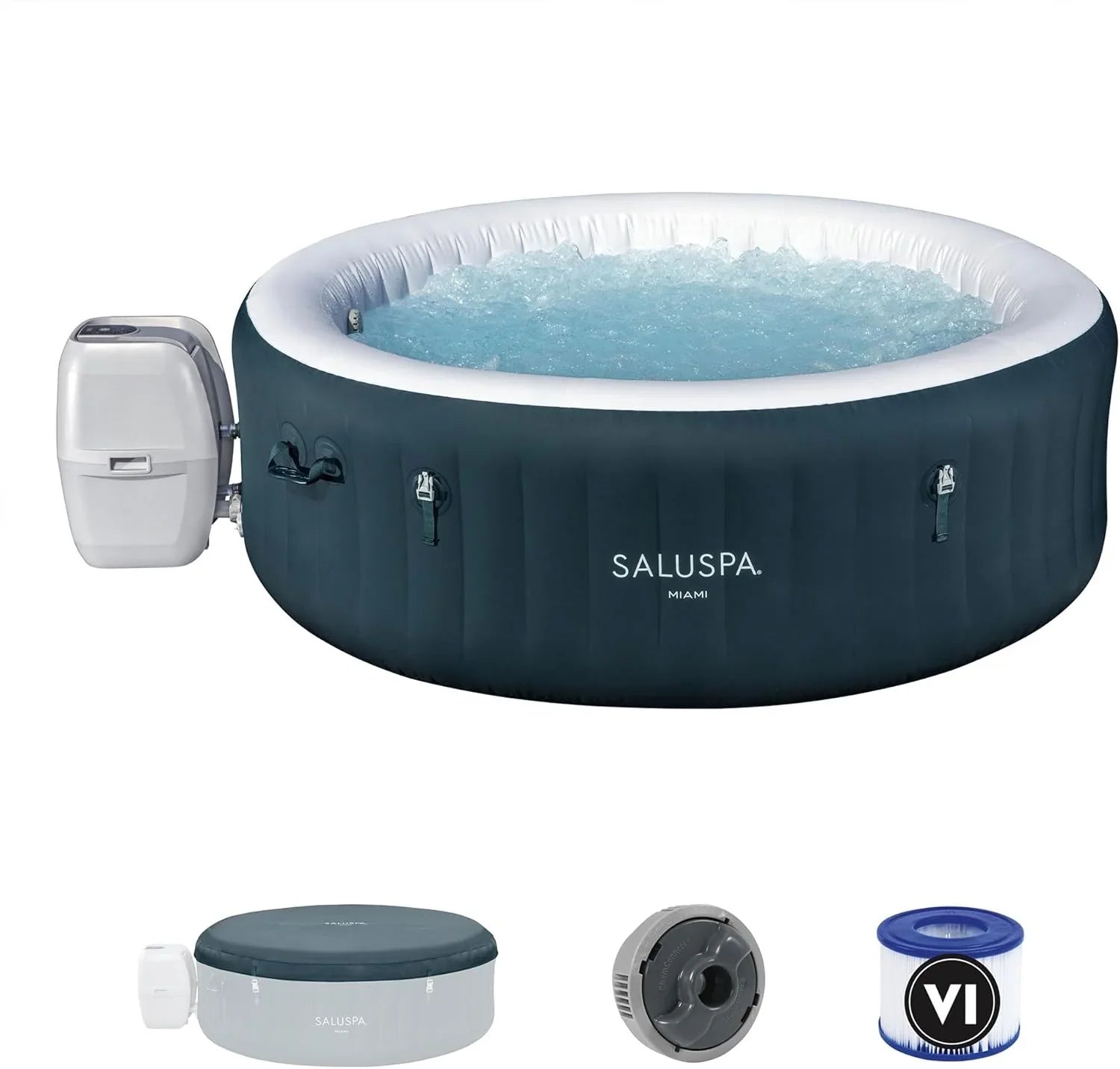 Spa gonflable rond SaluSpa Aruba AirJet, grand format, pour 2 à 3 personnes, portable, pour l'extérieur