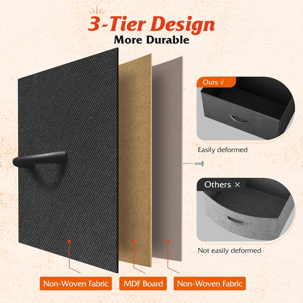 Meuble de rangement WLIVE avec 13 bacs en tissu, tiroirs de rangement avec cadre en acier, grande tour de rangement pour salon, couloir, bureau, noir anthracite