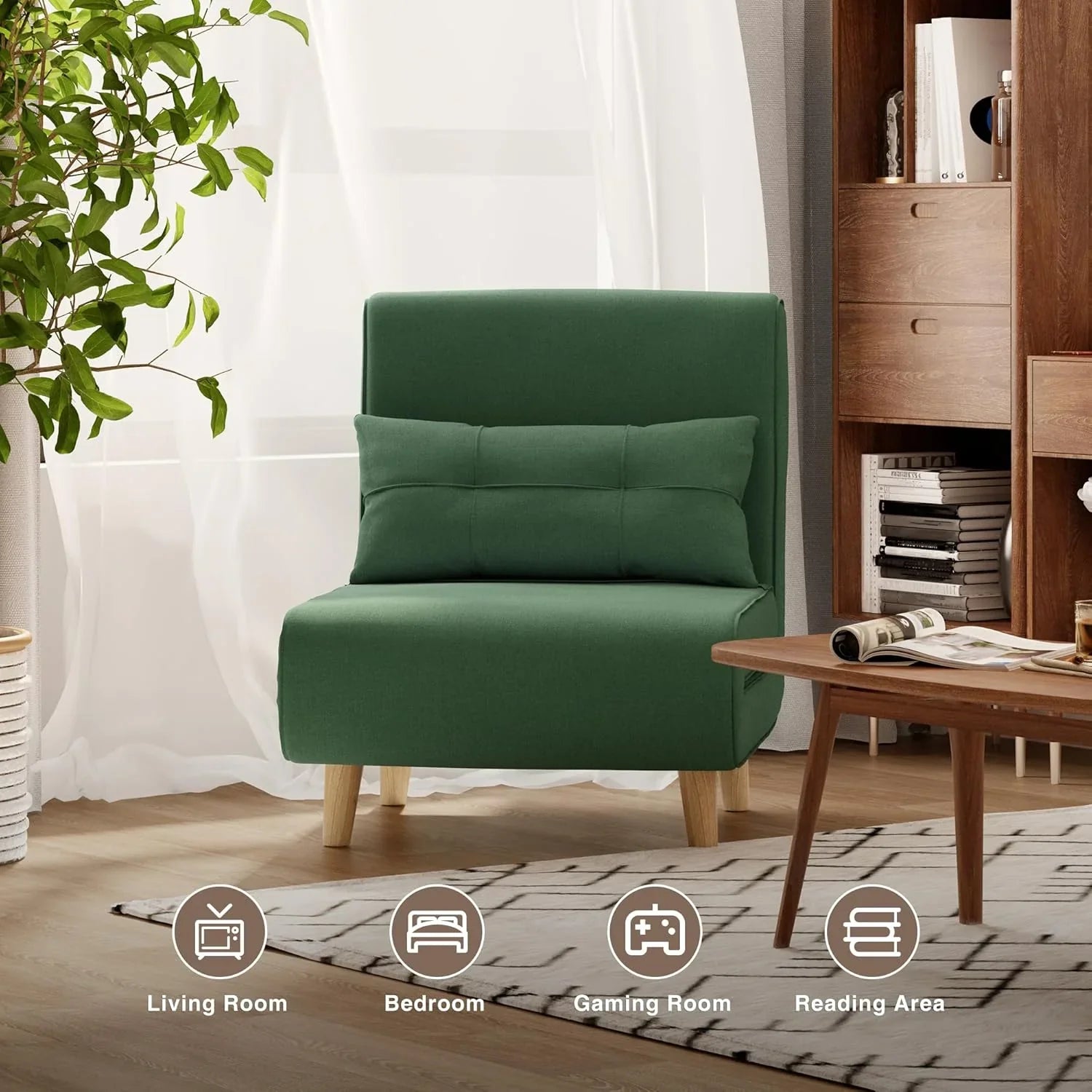 Fauteuil-lit 3 en 1, canapé-lit futon convertible avec dossier réglable