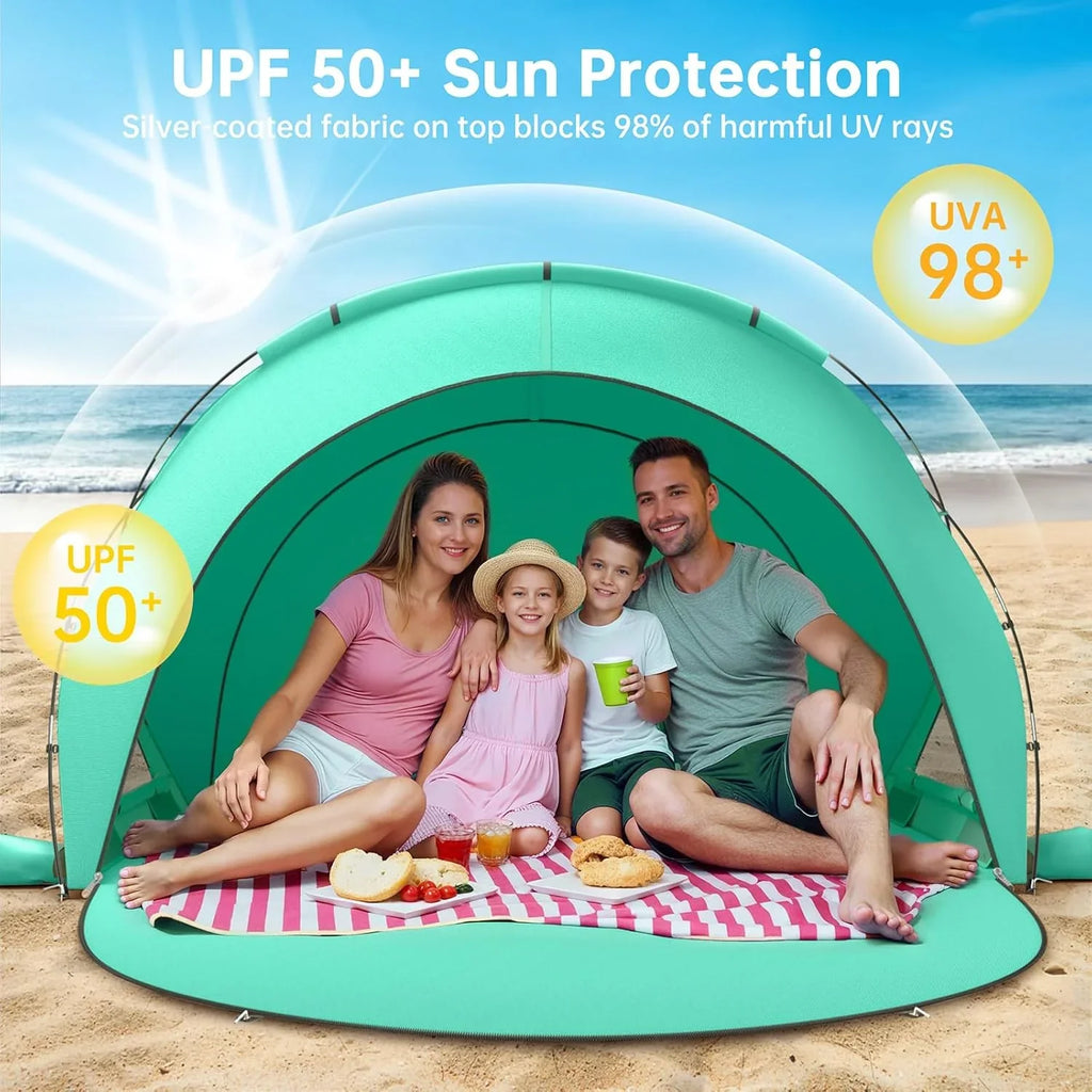 Parasol de plage, tente pare-soleil de plage avec protection UV UPF50+