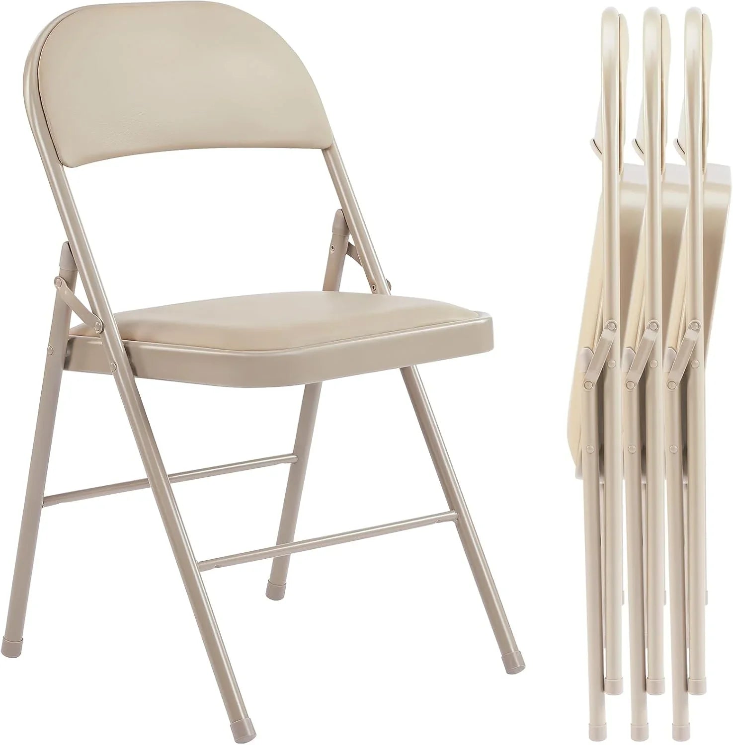DUMOS Lot de 2 chaises pliantes rembourrées en cuir, siège commercial empilable portable pour intérieur et extérieur