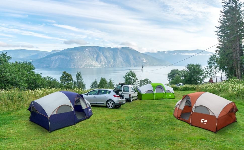Tente de camping CAMPROS CP pour 8 personnes, tente familiale résistante aux intempéries