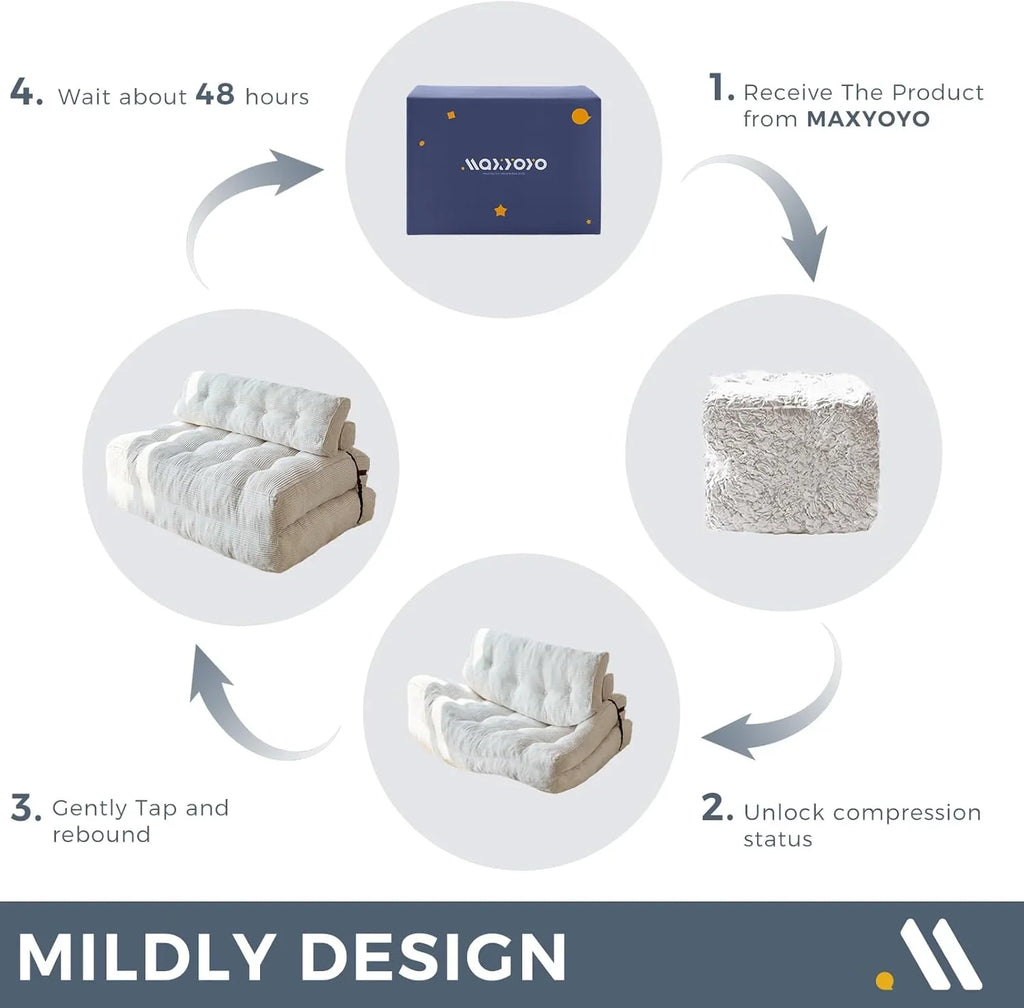 Canapé-lit pliant MAXYOYO, fauteuil convertible avec oreiller, matelas pliable avec support dorsal, fauteuil-lit pliant portable