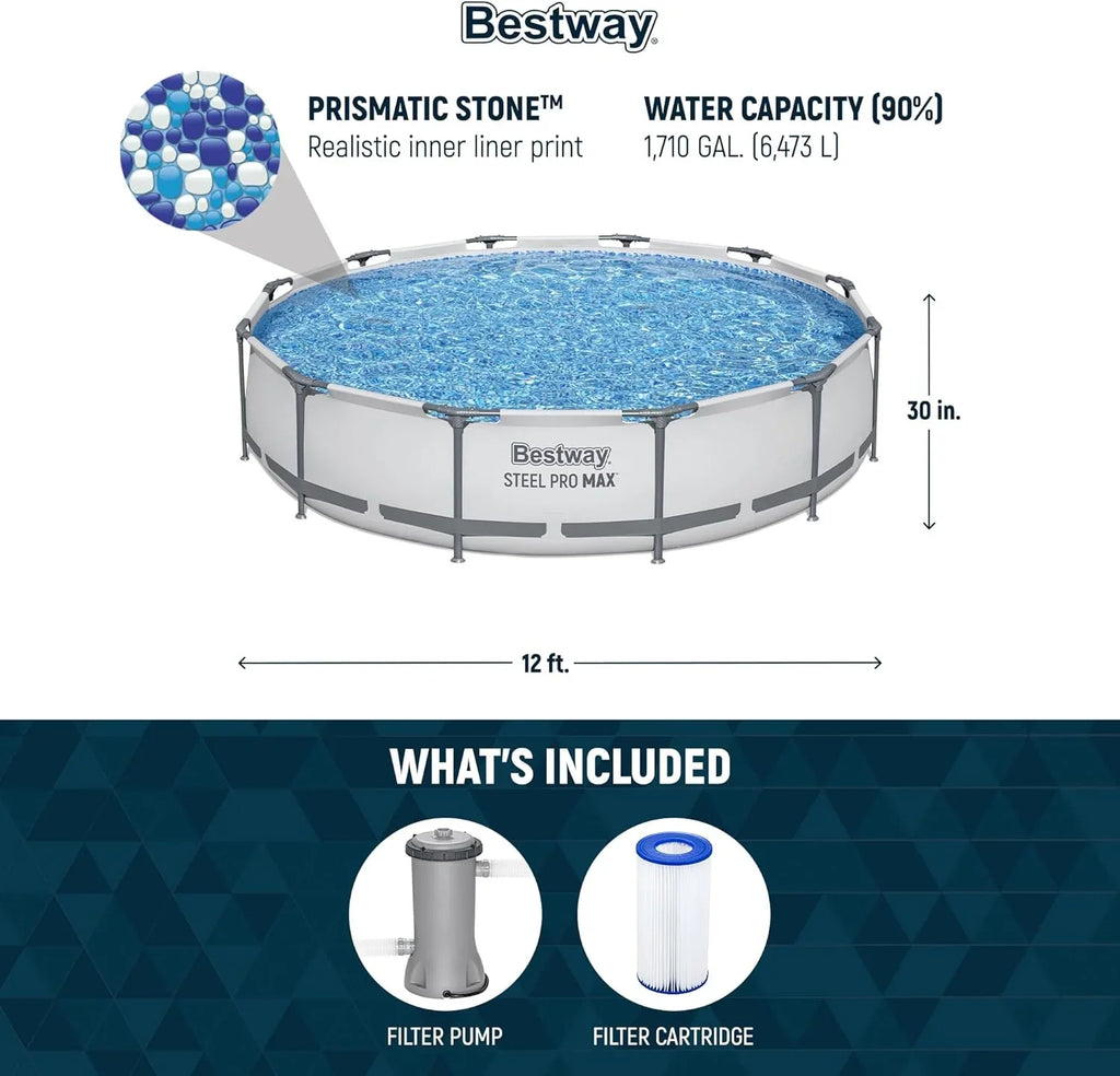 Kit de piscine hors sol extérieure à cadre métallique rond Steel Pro MAX 10' x 30'