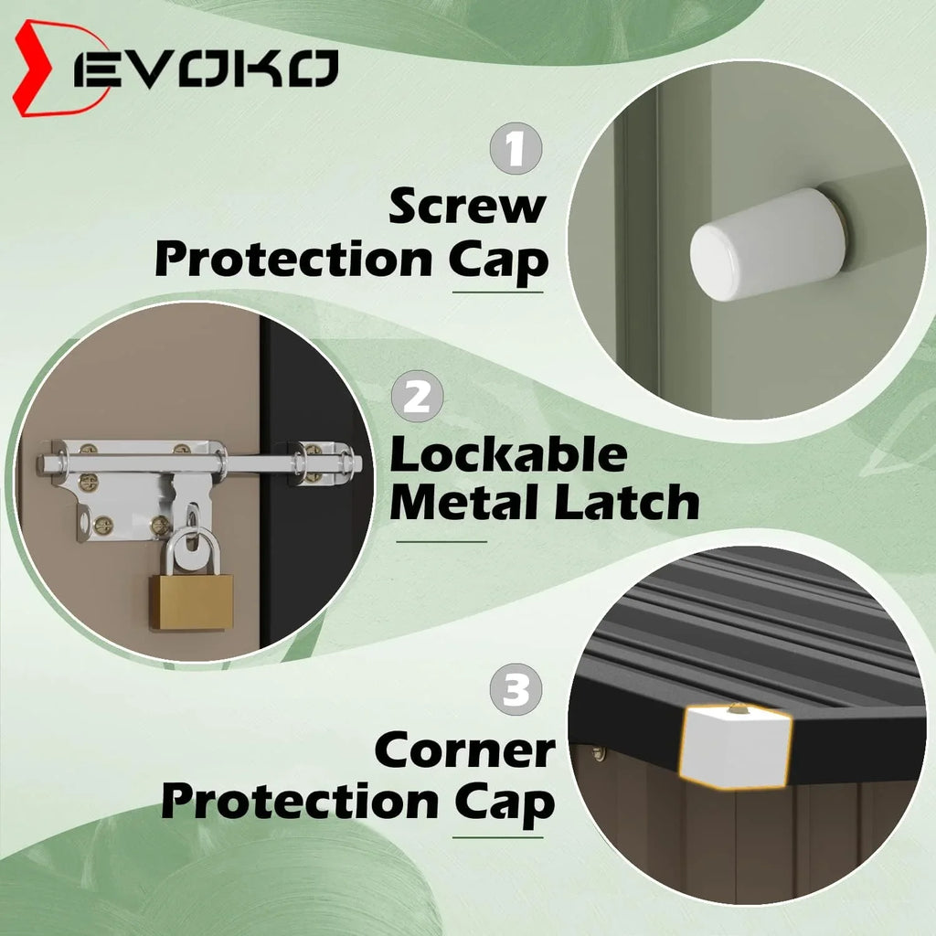 Abri de jardin extérieur Devoko 5 x 3 pi verrouillable en métal