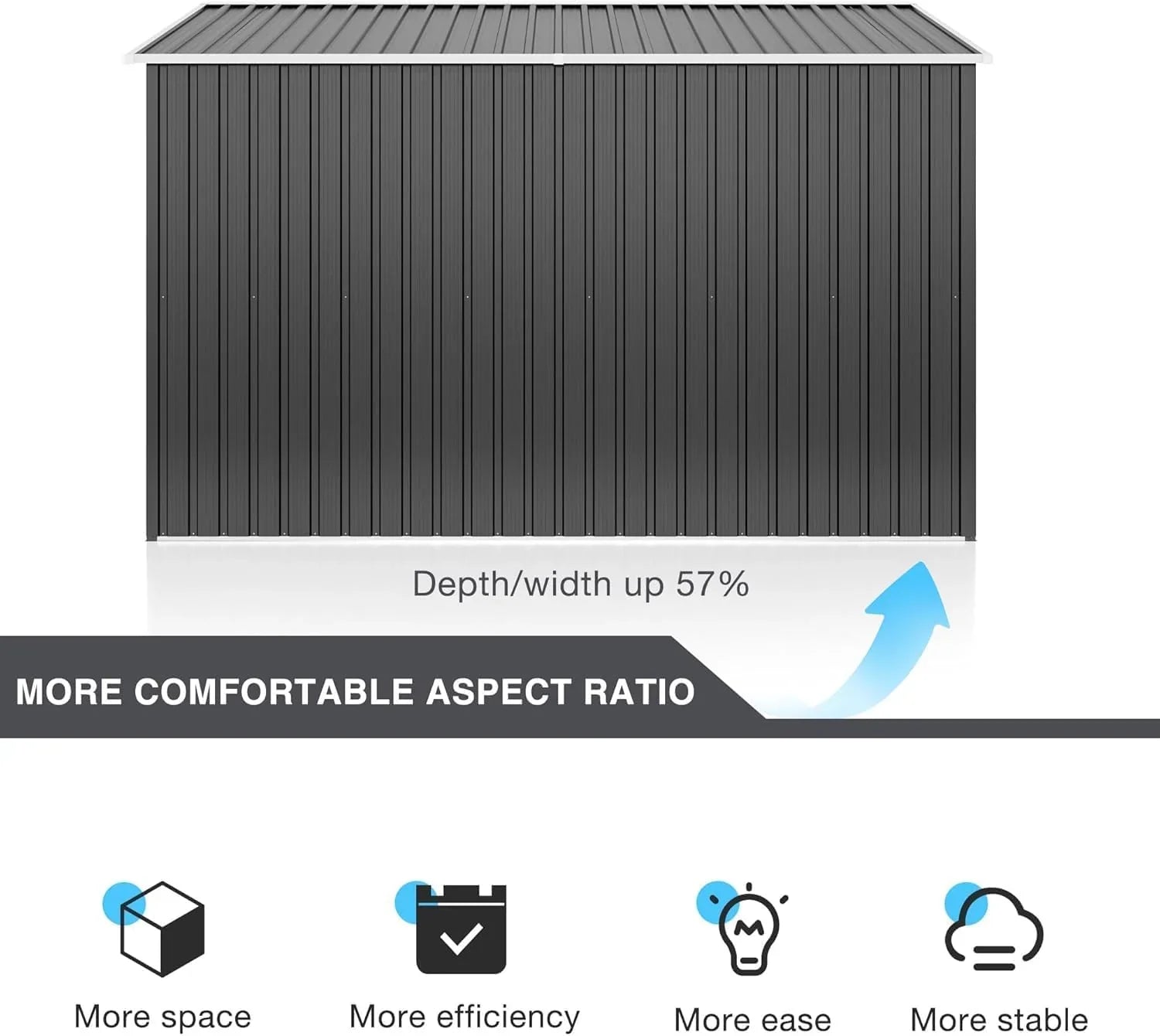 Abri de jardin extérieur Polar Aurora 8 x 12 pi, abri de jardin en métal avec structure modernisée, abris à outils pour jardin, terrasse, pelouse, noir