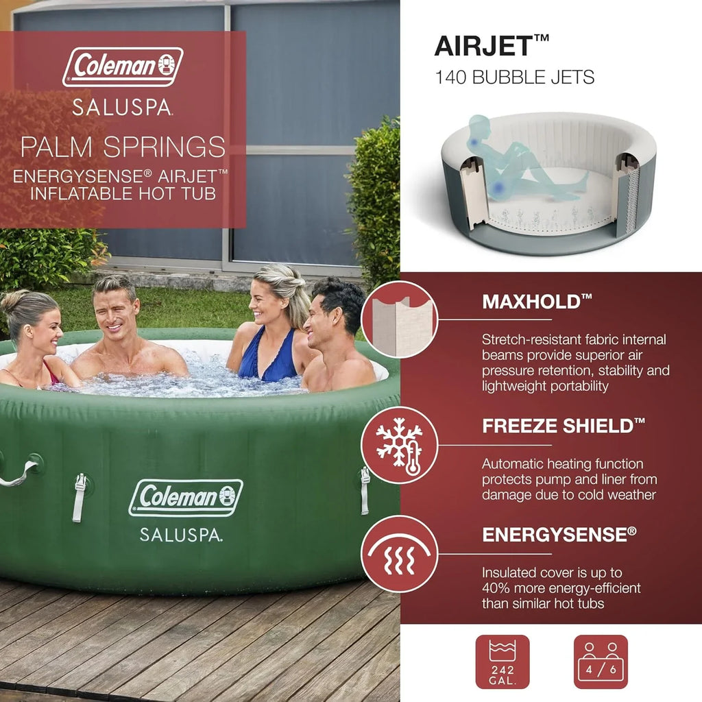 Spa gonflable d'extérieur Bestway Palm Springs EnergySense Smart AirJet Plus pour 4 à 6 personnes avec 140 AirJets et couverture isolante