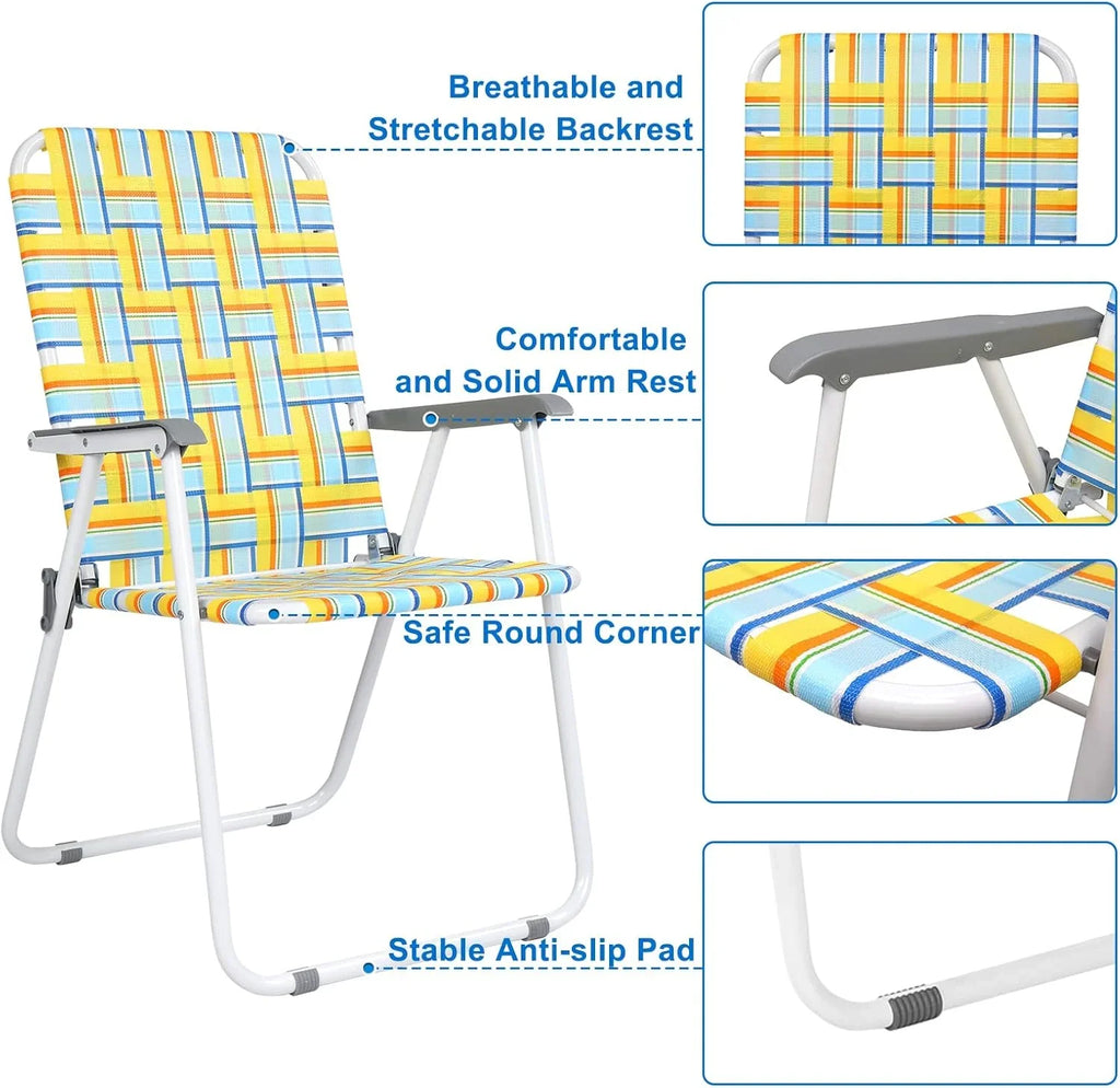 Lot de 2 chaises pliantes en toile pour patio VINGLI, chaise de plage portable pour extérieur, chaise de camping