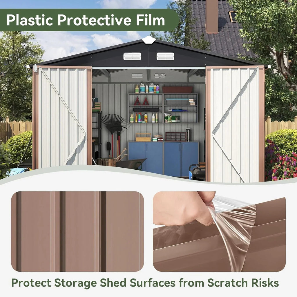 Abri de jardin en métal Aoxun 3,6 x 3 m, abri de jardin extérieur étanche, abri de jardin multifonctionnel en acier avec porte et serrure