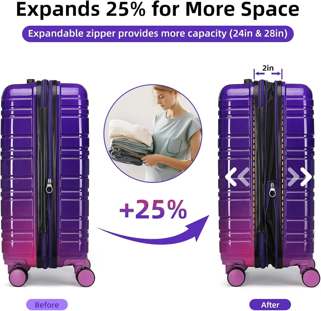 Ensemble de bagages 6 pièces, ensemble de valises rigides extensibles avec roulettes pivotantes, ensemble de bagages à roulettes légers