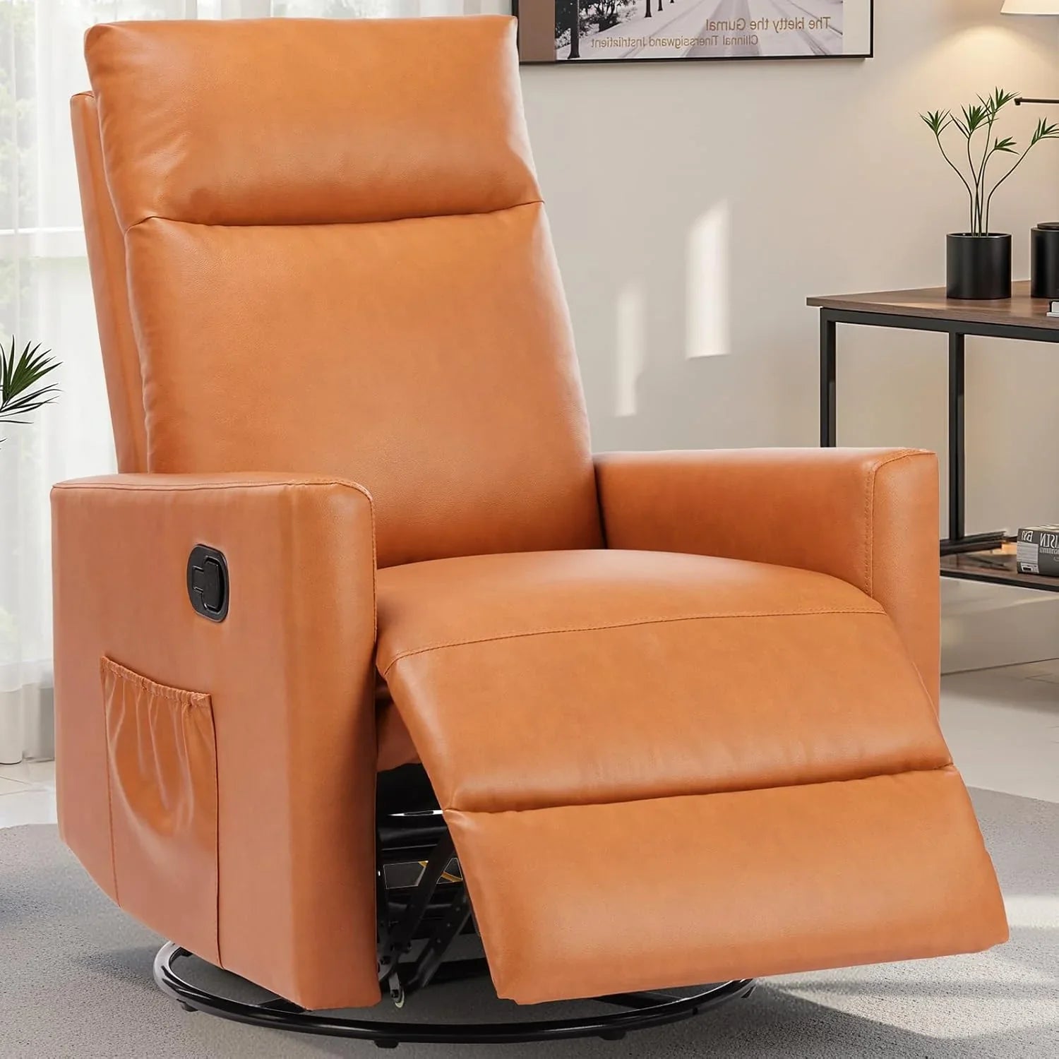 Fauteuil à bascule pivotant à dossier haut avec repose-pieds, fauteuil bébé rembourré avec siège profond et confortable