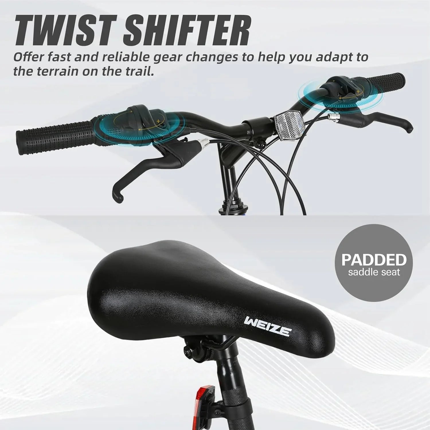 Vélo de montagne WEIZE, vélo hybride d'extérieur 26-27,5 pouces, 18 vitesses/acier à haute teneur en carbone/double suspension complète