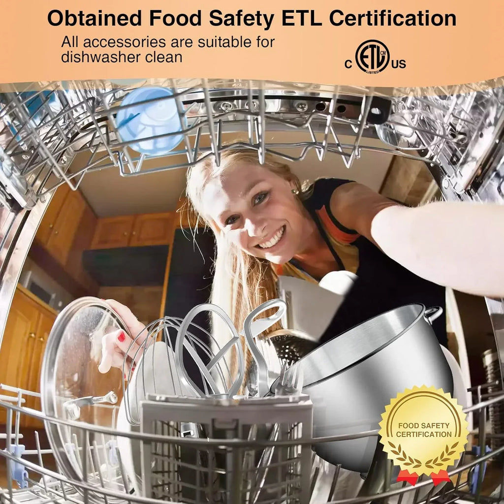 Batteur sur socle 6,5 pintes 660 W 6 vitesses à tête inclinable, batteur électrique de cuisine