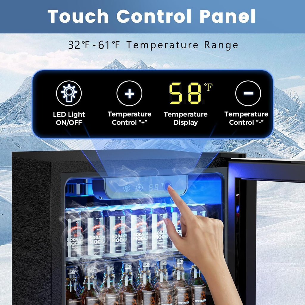 Mini-réfrigérateur 130 canettes, 3,2 pi³, pour boissons, sodas, vin, bière, température réglable pour le bureau et la maison.
