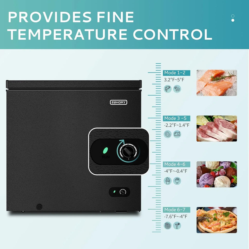EUHOMY 3.5 Cubic Foot Upright Freezer, Small Deep Freezer, Adjustable 7 Thermostats, Quiet Mini Freezer, Freestanding Top Door