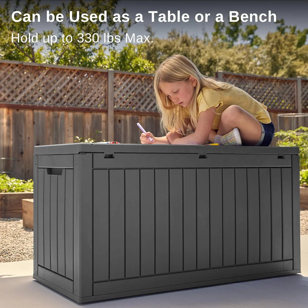 Coffre de rangement extérieur EAST OAK, coffre de terrasse de 60 gallons, utilisation intérieure et extérieure, bac de rangement en résine imperméable