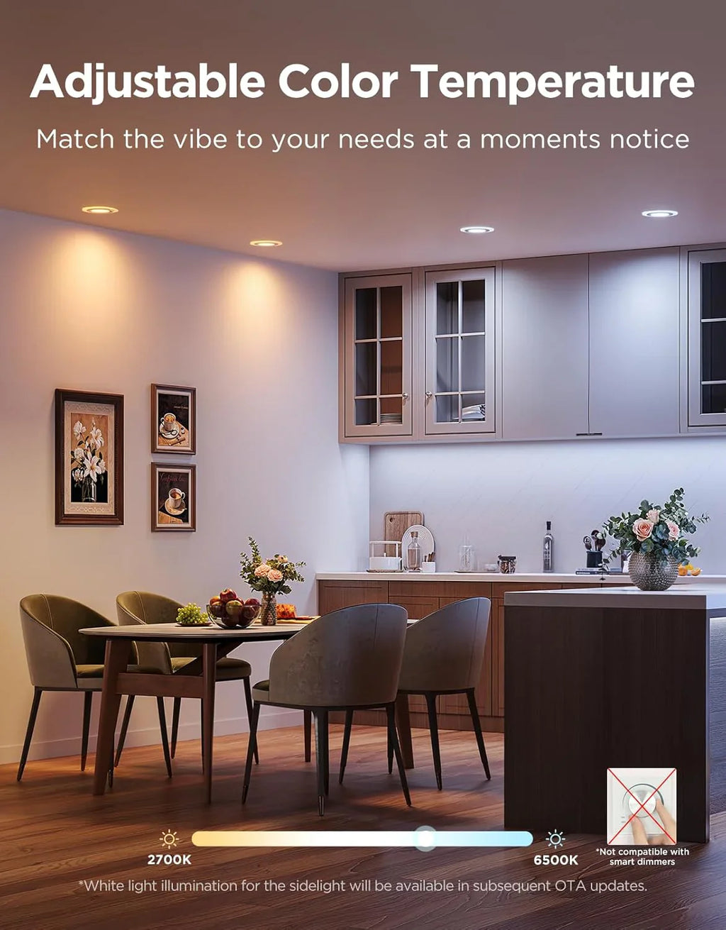 Éclairage encastré intelligent 6" à intensité variable 1100 lm sans câble avec boîte de jonction