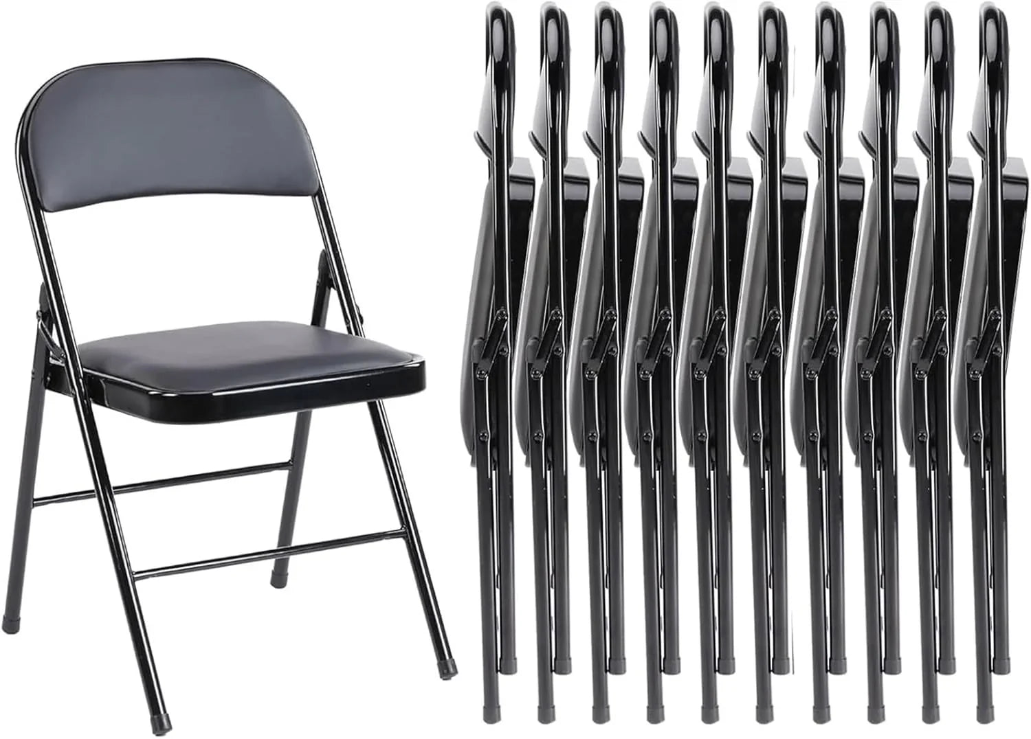 Lot de 12 chaises pliantes Sweetcrispy, rembourrées en cuir, robustes et pliables en métal.
