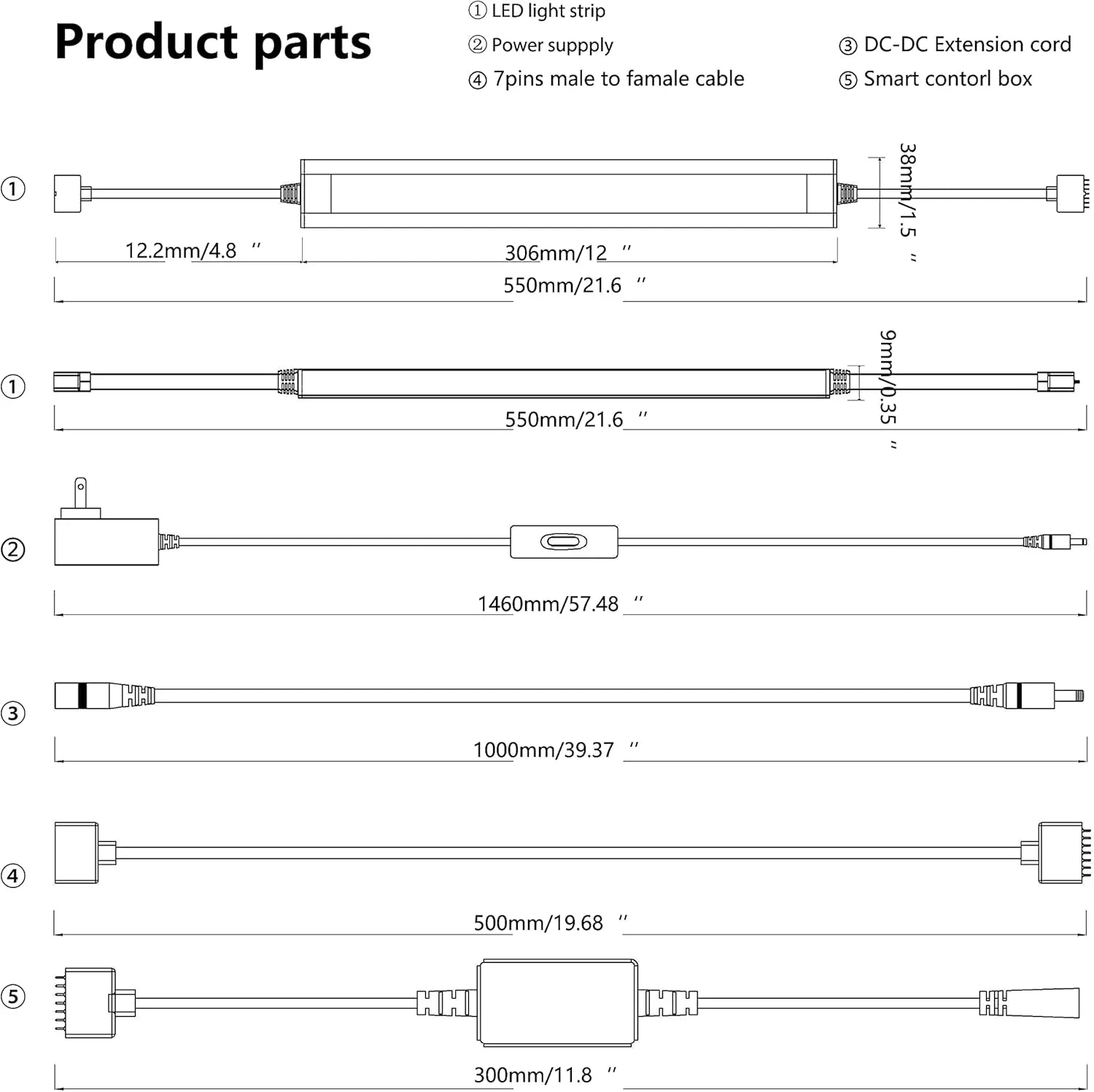 Bande lumineuse intelligente sous meuble, blanche et à intensité variable