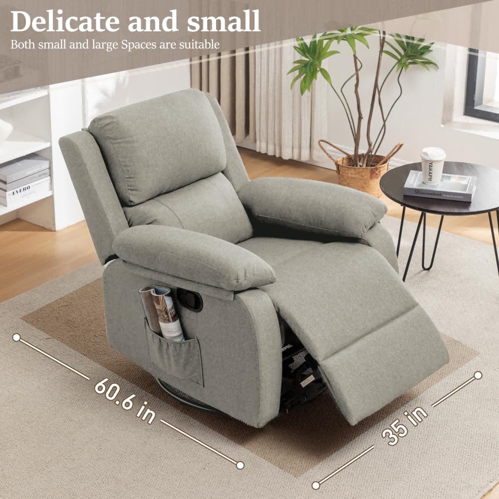 Fauteuil à bascule inclinable pivotant à 360 degrés en tissu coulissant