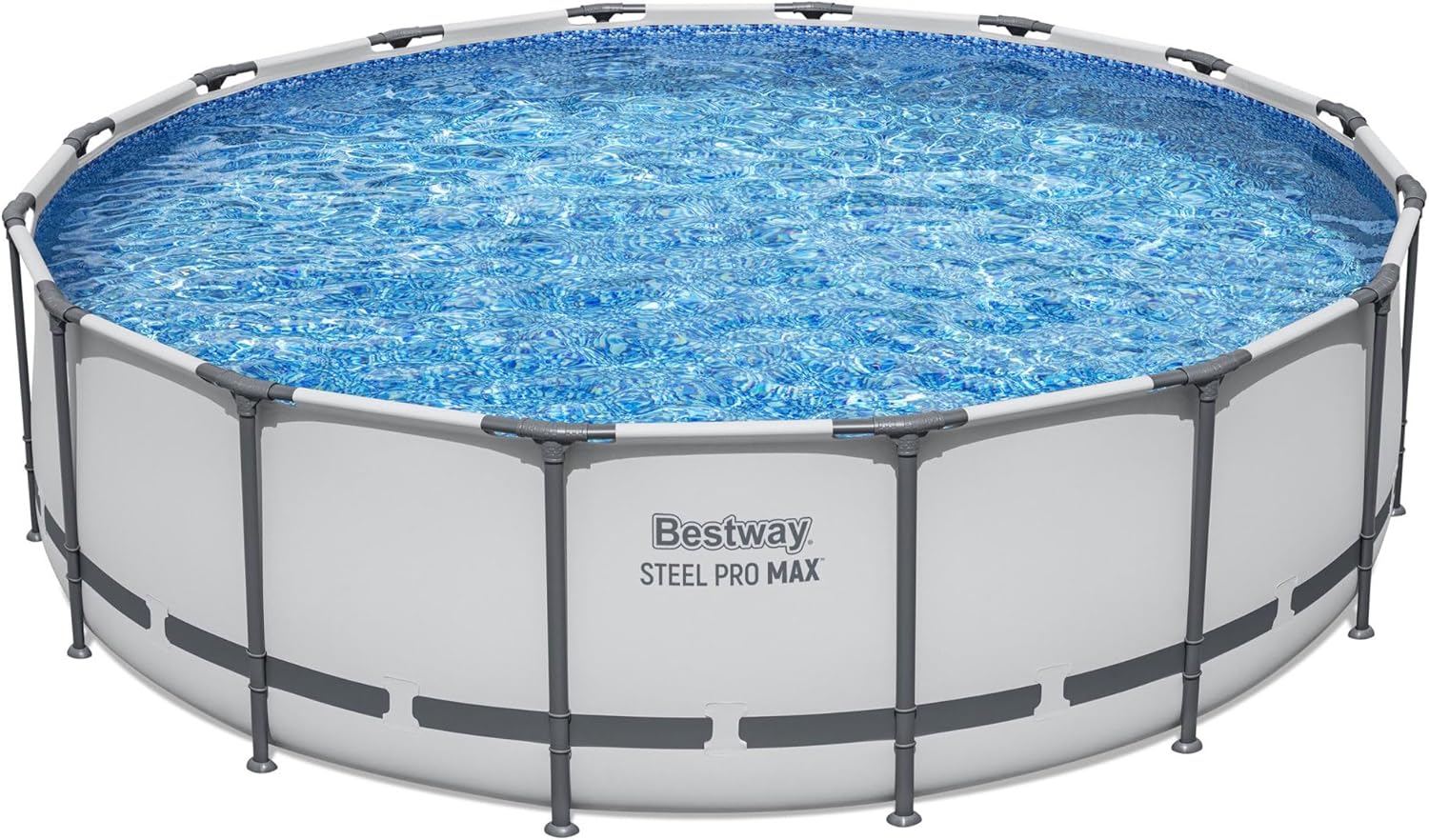 Piscine hors sol extérieure ronde Steel Pro MAX de 4,2 m x 122 cm avec cadre métallique et pompe de filtration de 1 000 litres, échelle et bâche