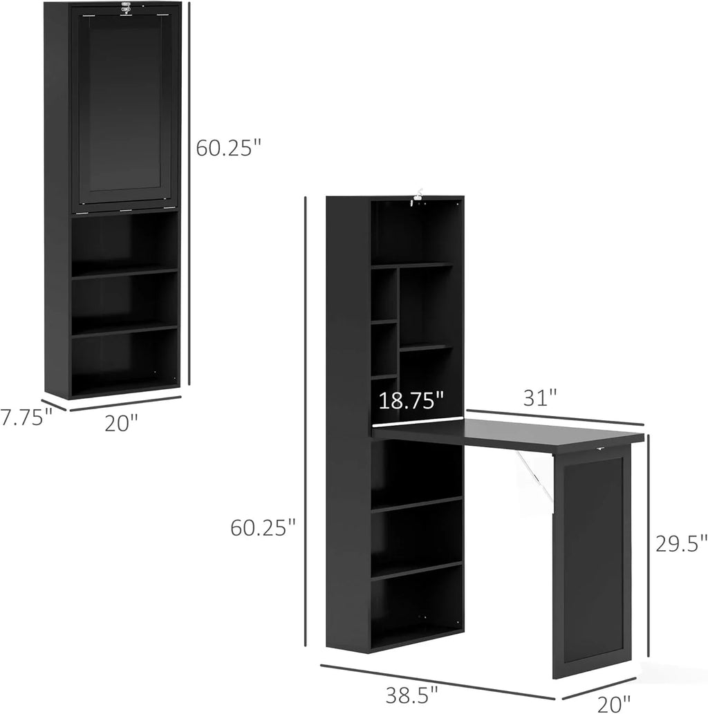 Bureau pliant convertible, armoire de bureau murale, poste de travail multifonctionnel pour le bureau à domicile