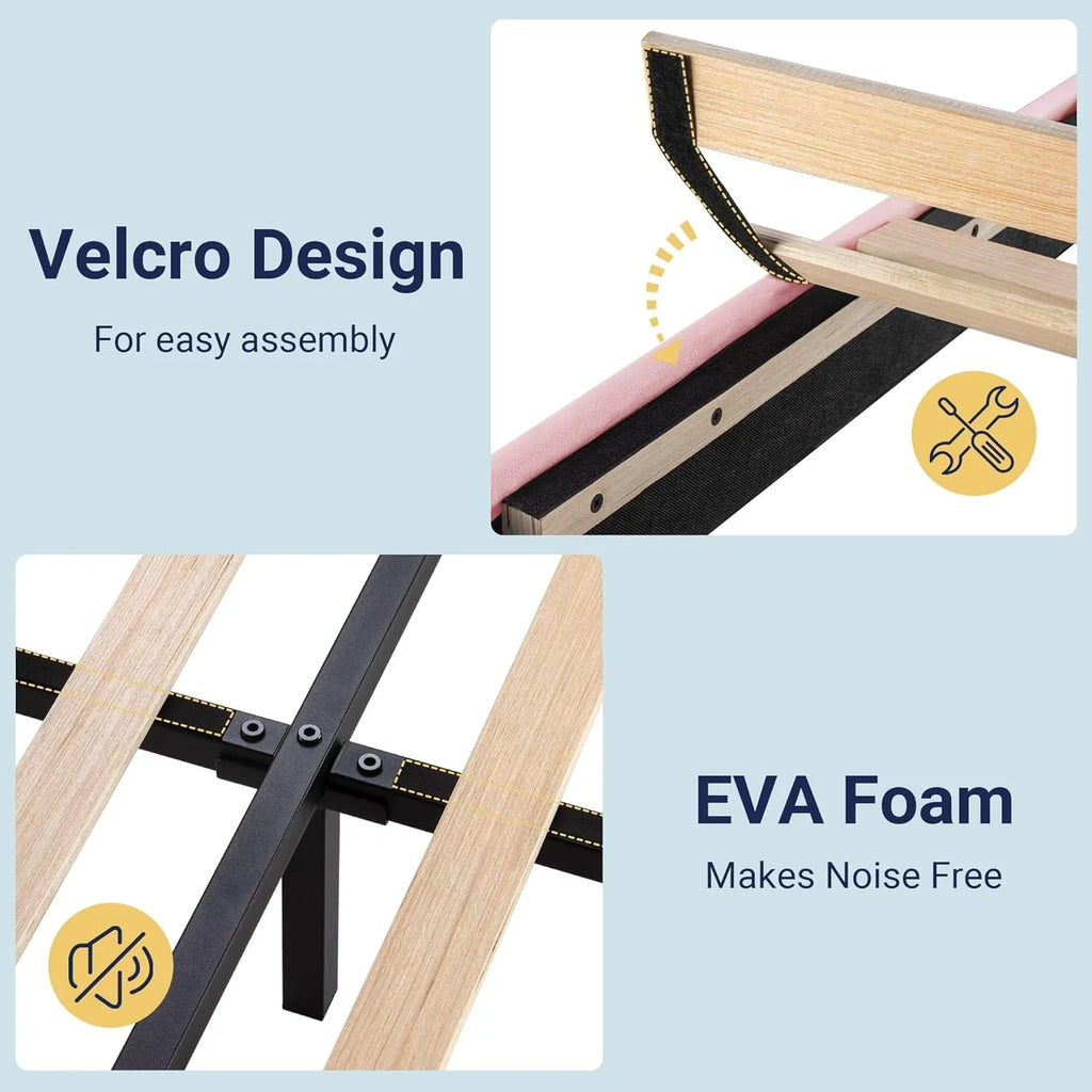 Cadre de lit plateforme Allewie King size avec tête de lit et planches rembourrées en velours