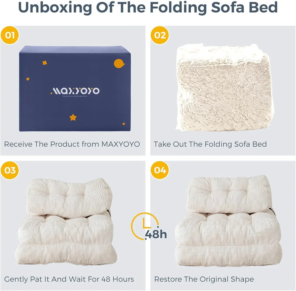 Canapé-lit pliant MAXYOYO, fauteuil convertible avec oreiller, matelas pliable avec support dorsal, fauteuil-lit pliant portable
