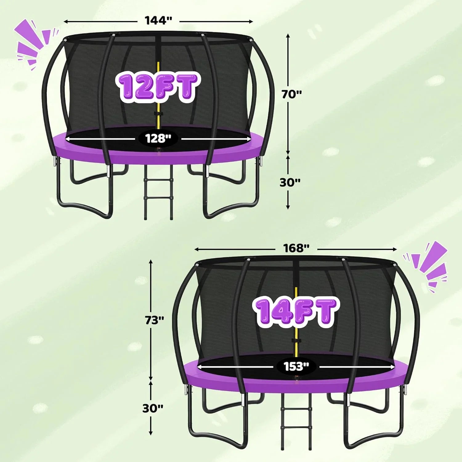 Trampoline Trampoline de loisirs avec filet de clôture et échelle, trampoline d'extérieur antirouille pour enfants et adultes