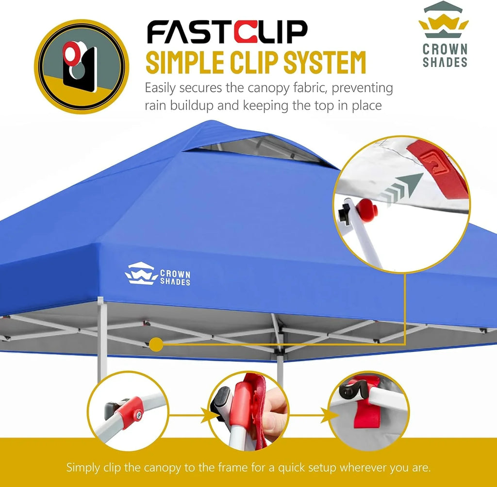 Auvent pop-up 10x10 - Installation en un clic - Tente de plage - Parasol extérieur avec dessus argenté, 3 hauteurs et 4 poches à sable