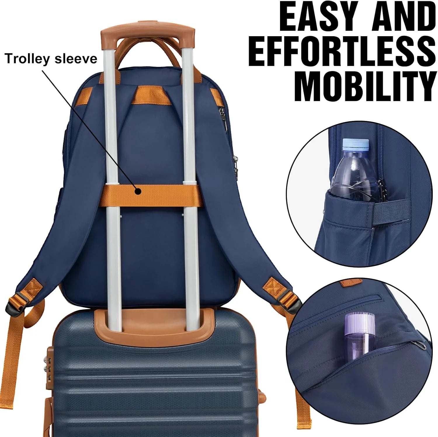 Ensemble de bagages LONG VACANCES 6 pièces : valise cabine rigide en ABS et PC, roulettes pivotantes et fermeture éclair YKK, cadenas TSA