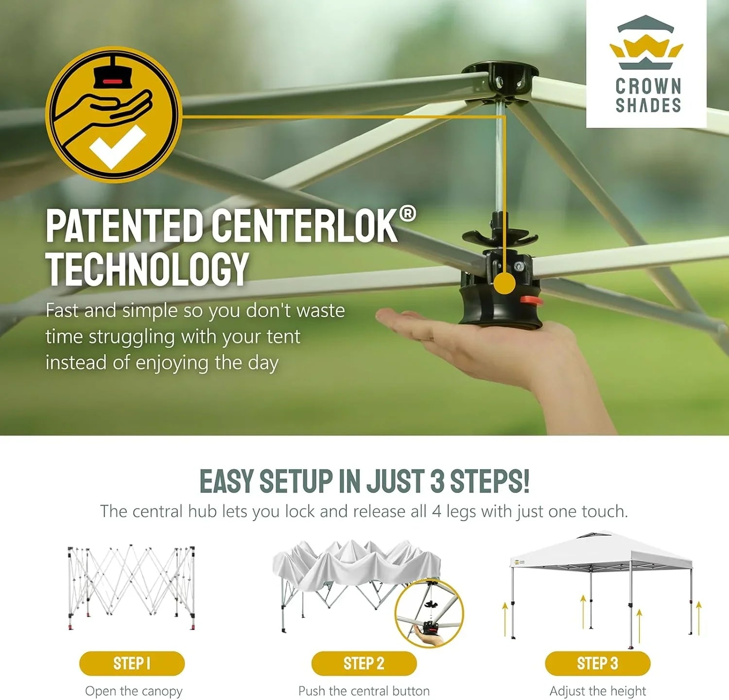 Auvent pop-up 10x10 - Installation en un clic - Tente de plage - Parasol extérieur avec dessus argenté, 3 hauteurs et 4 poches à sable