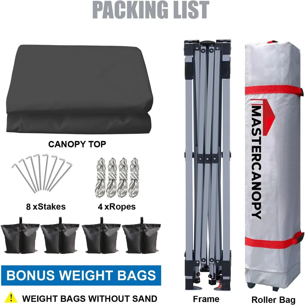 Tente pop-up robuste avec sac à roulettes (10 x 10, noir)