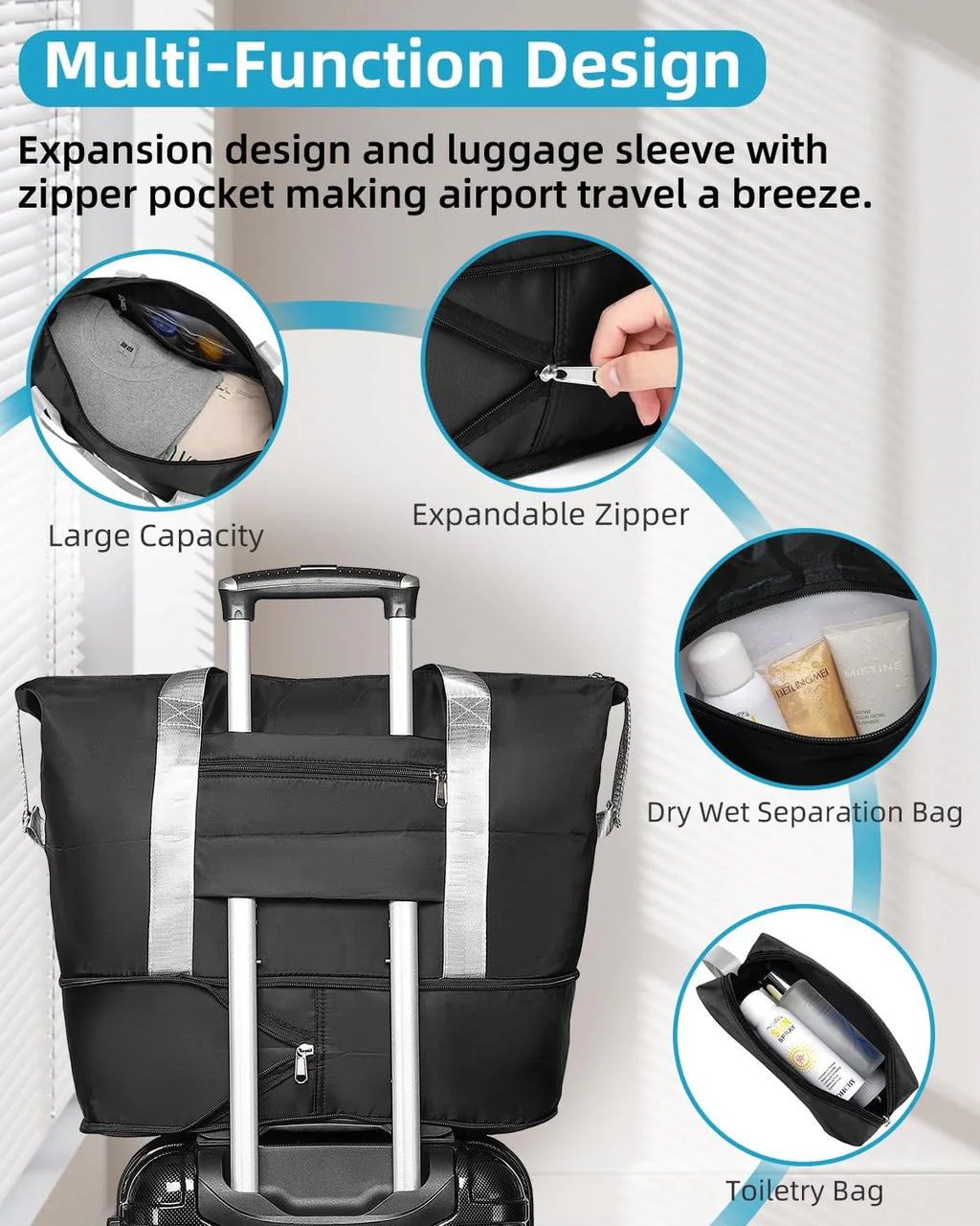 Ensemble de bagages 6 pièces, ensemble de valises rigides extensibles avec roulettes pivotantes, ensemble de bagages à roulettes légers