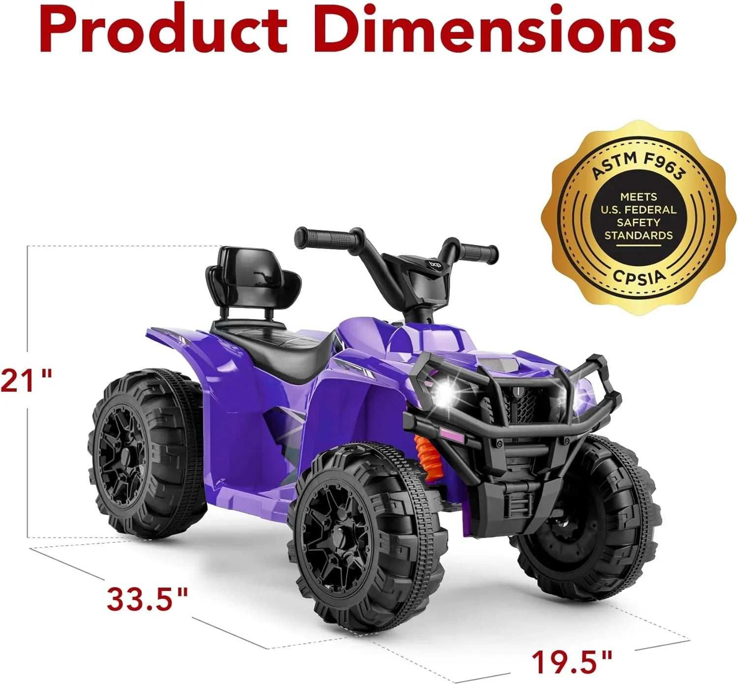 Véhicule tout-terrain électrique 12 V pour enfants, quad à 4 roues avec audio Bluetooth, vitesse maximale de 2,4 mph, pneus à crampons, phares à LED et radio.