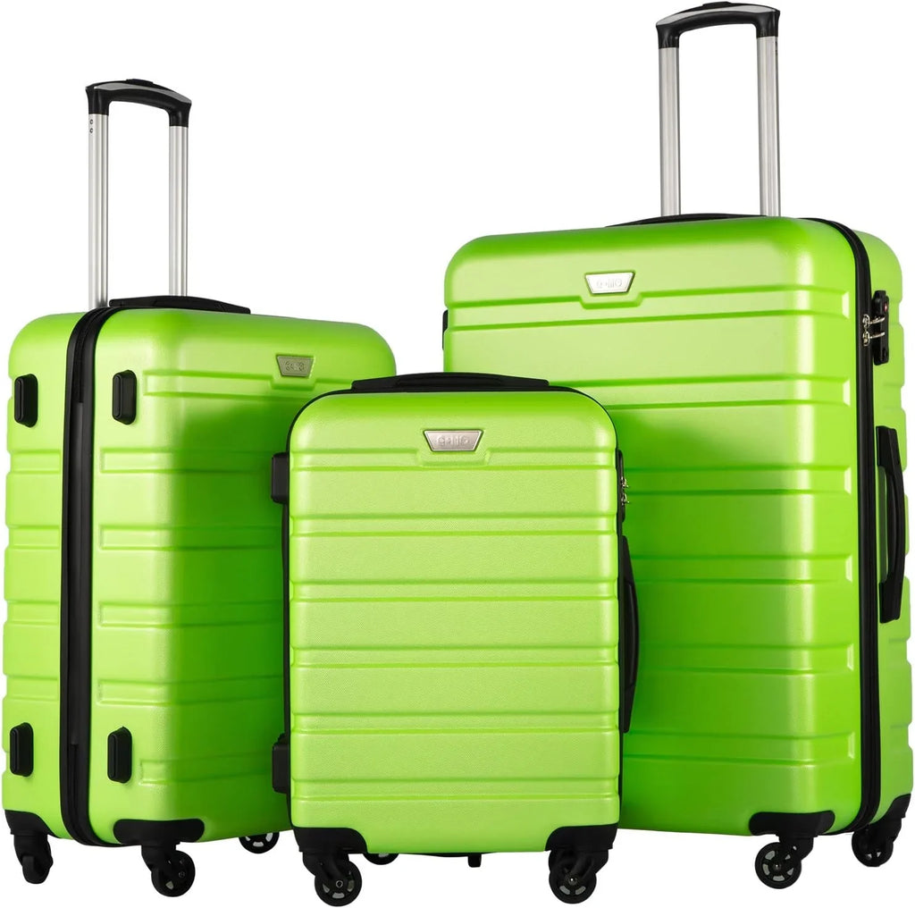 Ensemble de 3 valises Coolife, valises à roulettes rigides et légères avec serrure TSA
