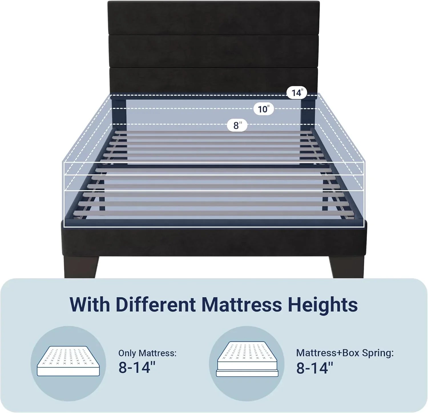 Cadre de lit plateforme Allewie King size avec tête de lit et planches rembourrées en velours