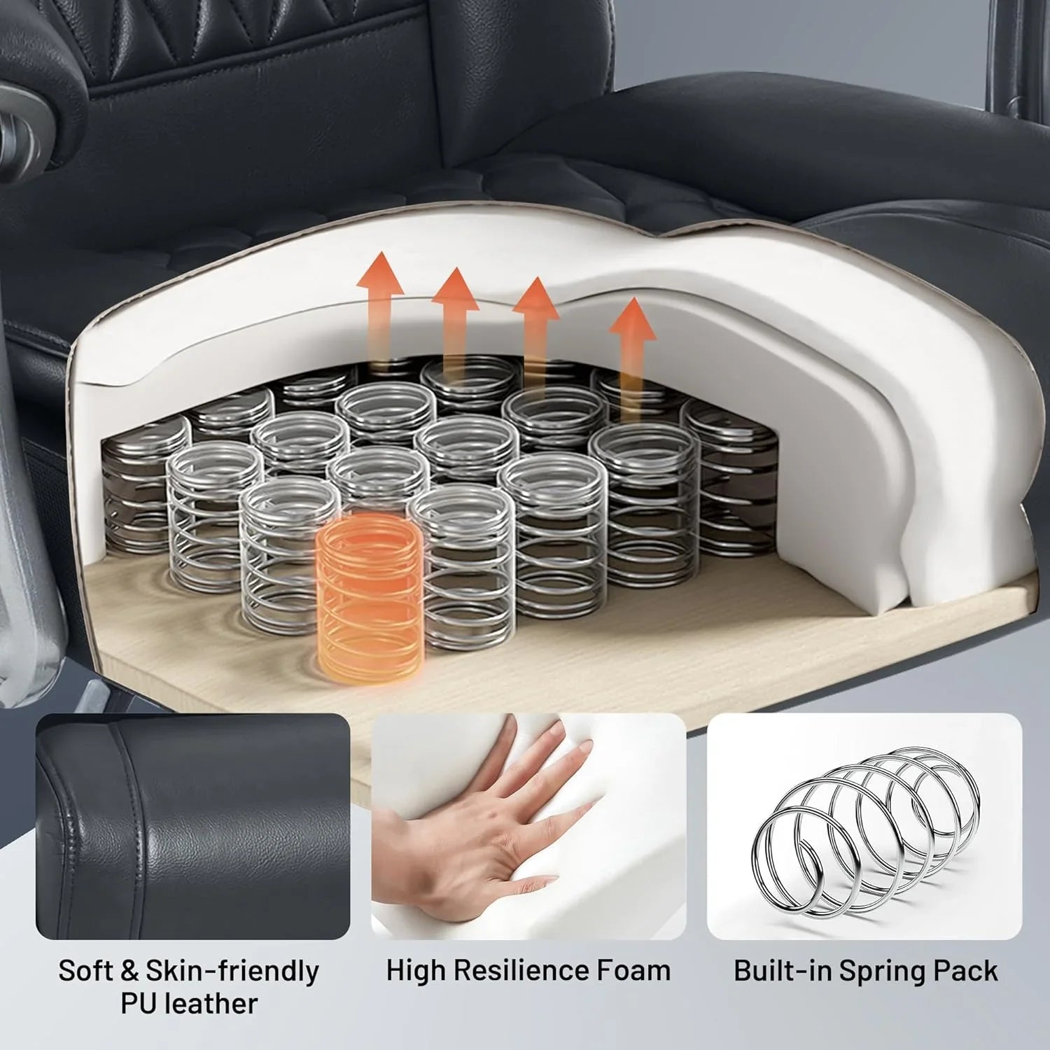 Fauteuil de bureau massant avec chauffage et repose-pieds Fauteuil de bureau ergonomique inclinable pour cadres