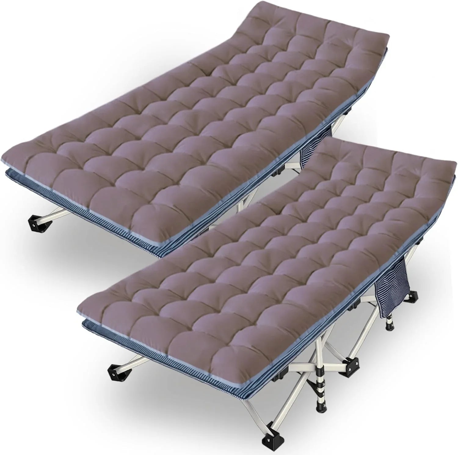 Lot de 2 lits de camp avec matelas, lit pliant confortable et robuste pour bébé