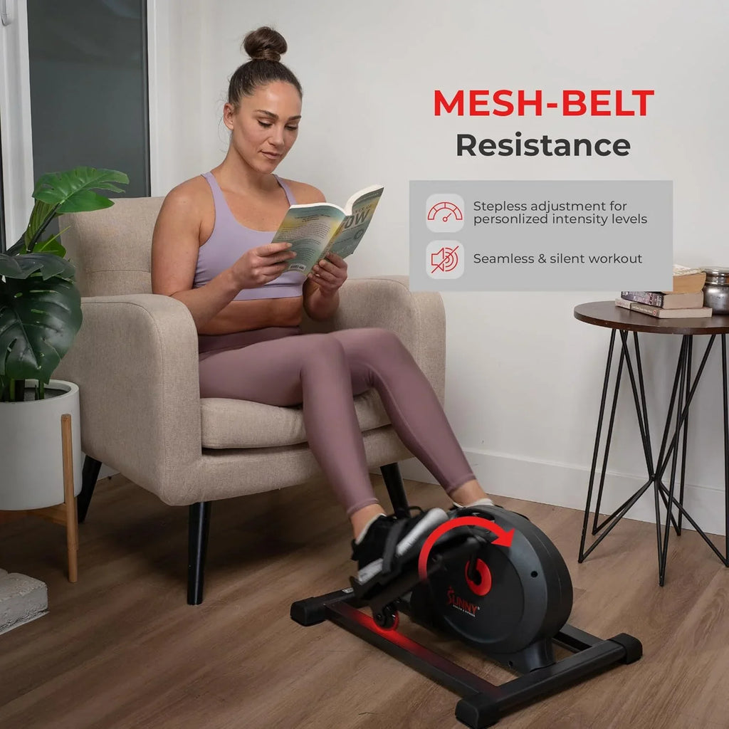 Mini-appareil elliptique intelligent Sunny Health & Fitness, pédalier d'intérieur sous le bureau pour l'activité et l'entraînement cardio des seniors