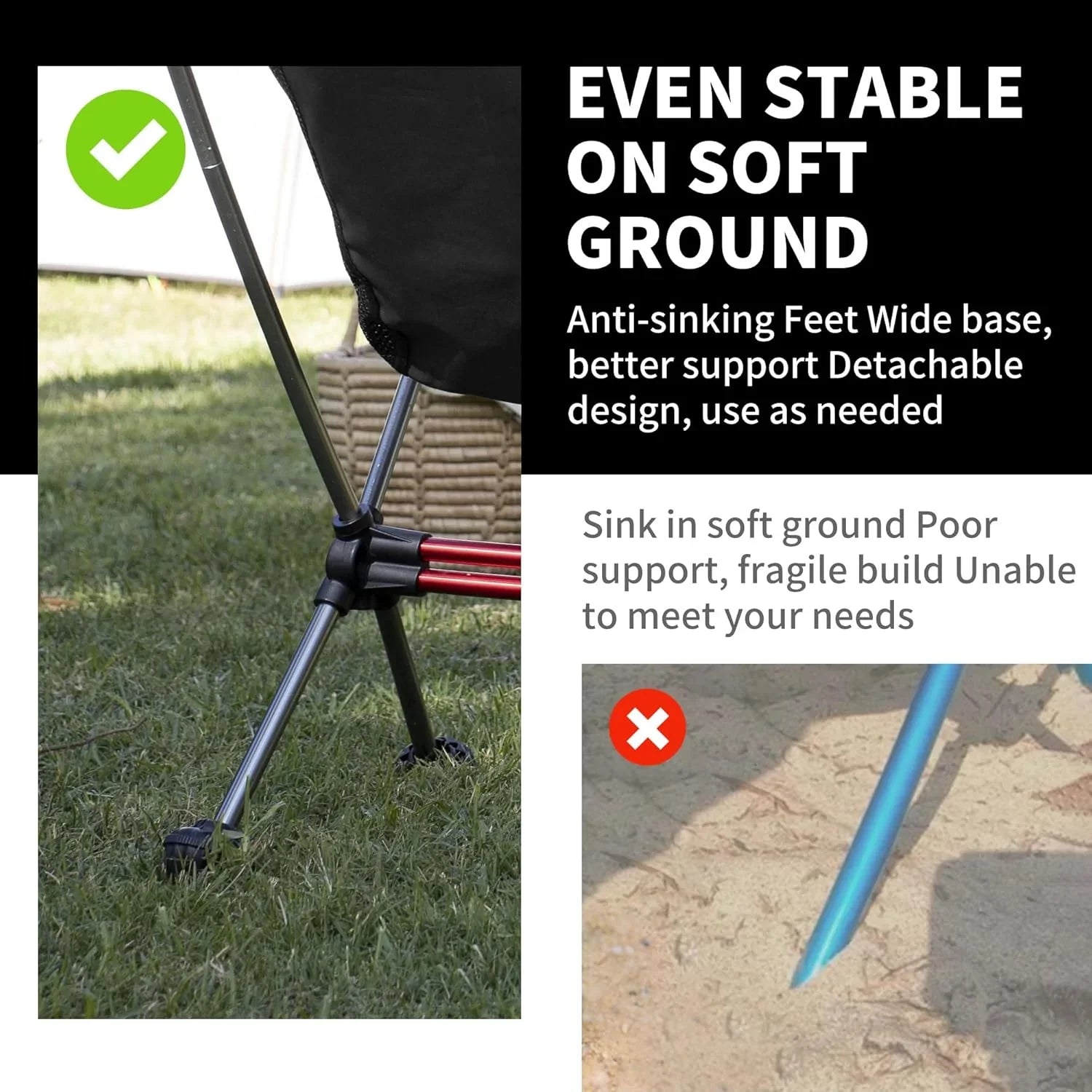 Chaise de camping ultralégère 2,12 lb Chaise de randonnée portable Chaise de randonnée pliante