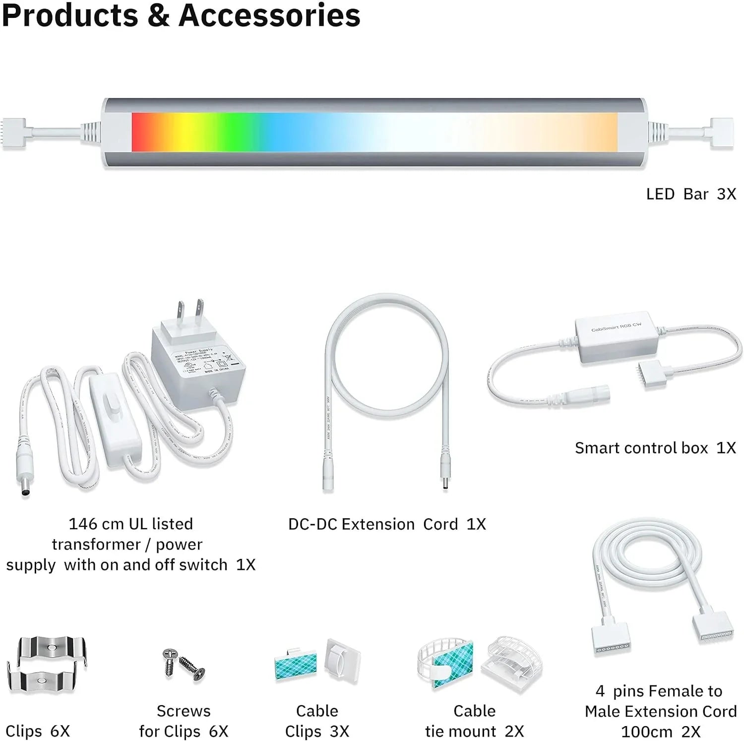 Bande lumineuse intelligente sous meuble, blanche et à intensité variable