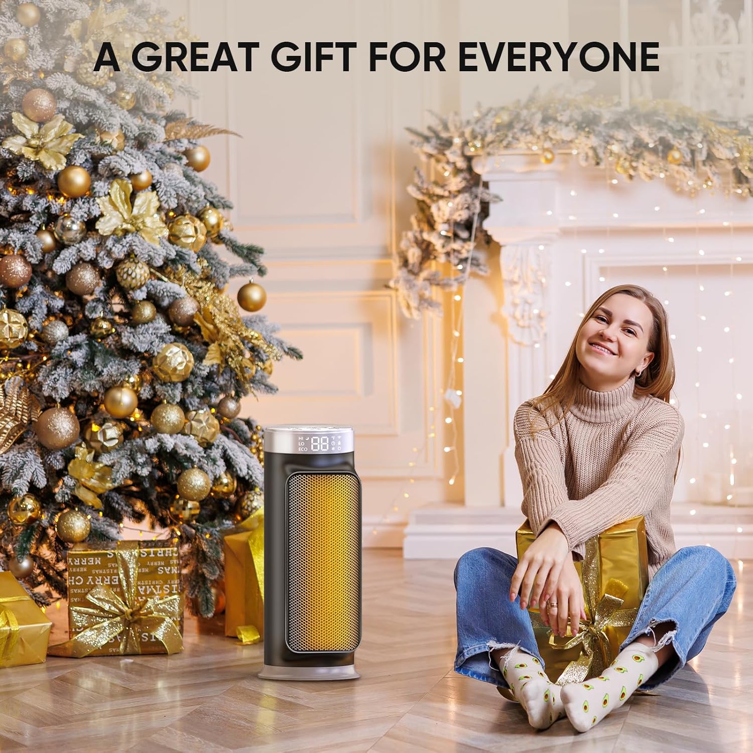 1500W Indoor Space Heater, Smart PTC Electric Heater with Wifi/App and Remote Control, Overheat and Tip-Over Protection