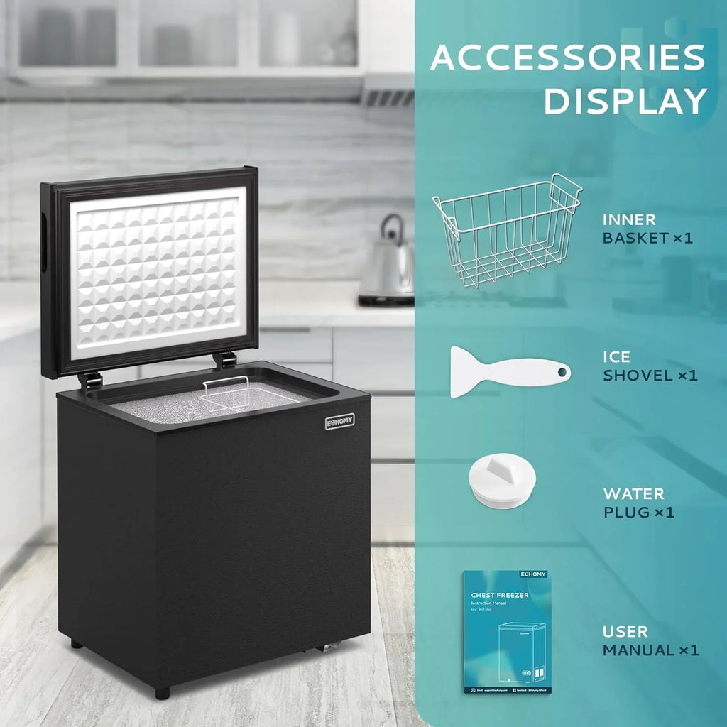 EUHOMY 3.5 Cubic Foot Upright Freezer, Small Deep Freezer, Adjustable 7 Thermostats, Quiet Mini Freezer, Freestanding Top Door