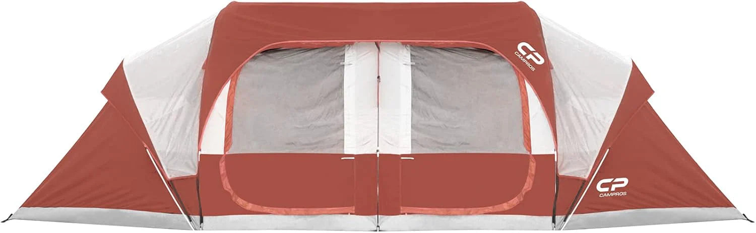 Tente de camping CAMPROS CP pour 12 personnes, tente familiale 3 pièces, imperméable et coupe-vent avec double toit