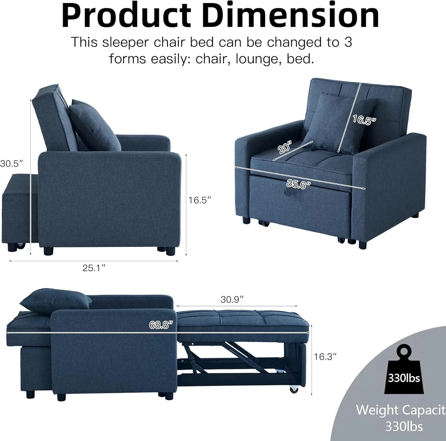 Canapé-lit convertible avec lit gigogne