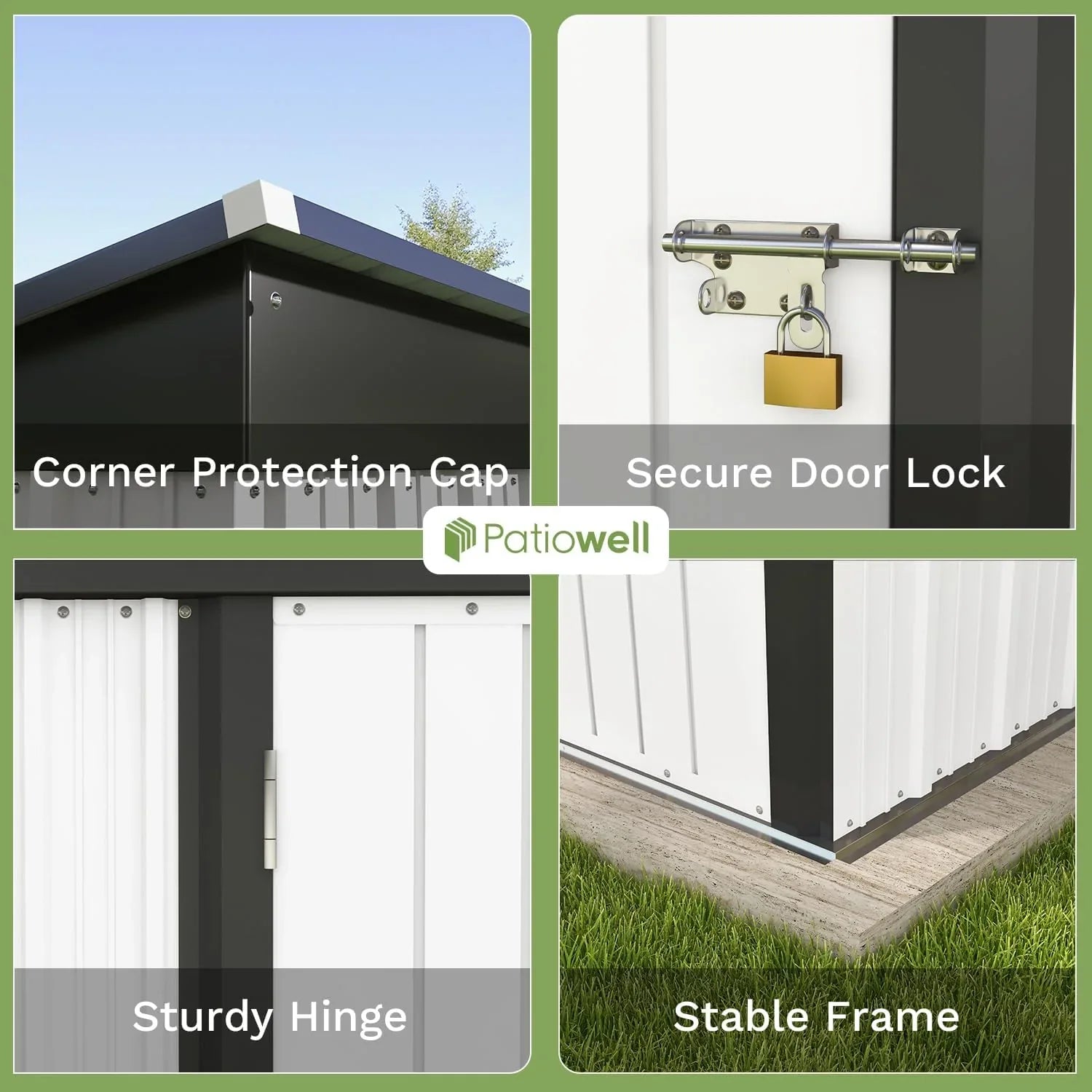 Patiowell Abri de rangement extérieur 5 x 3 pi, abri à outils avec toit en pente et porte verrouillable