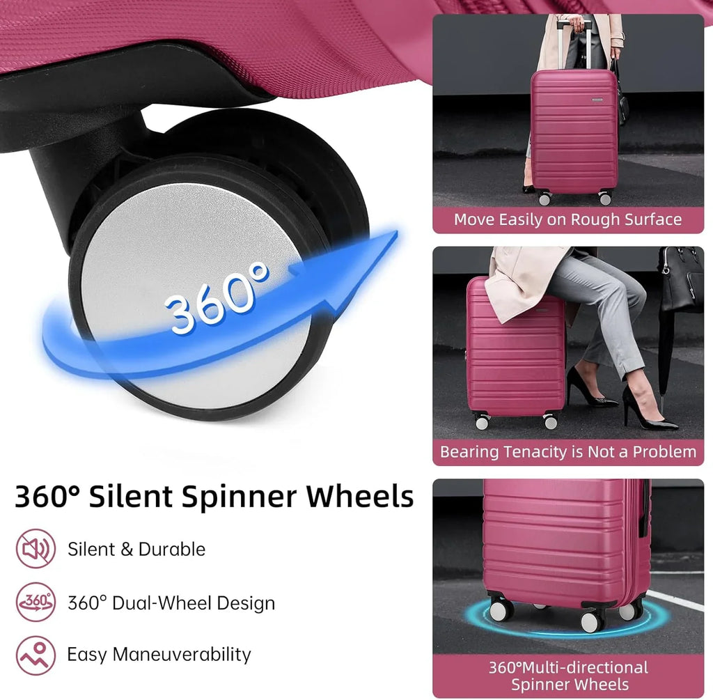 Ensemble de bagages 6 pièces, ensemble de valises rigides extensibles avec roulettes pivotantes, ensemble de bagages à roulettes légers