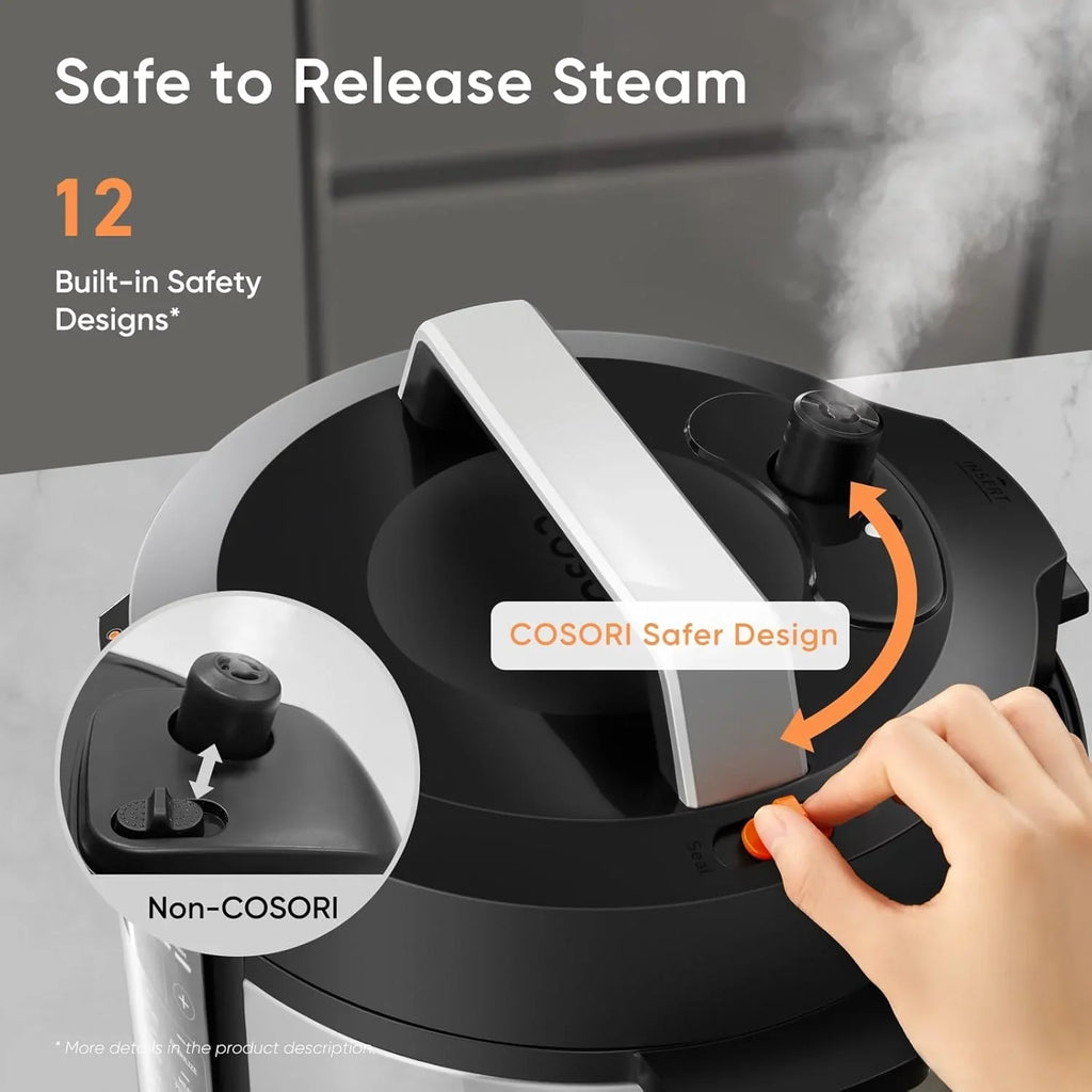 Autocuiseur COSORI 6 pintes, appareil de cuisine multifonction instantané 9 en 1, conception de ventilation plus sûre, cuiseur à riz, marmite à cuisson lente, sous vide, sauteuse, 1100 W, acier inoxydable