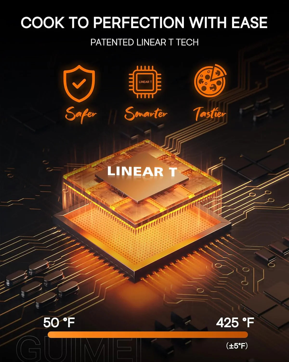 Friteuse à air et gril Nuwave Brio 15,5 pintes avec contrôle de température de 50 à 425 °F, 100 préréglages et 50 mémoires, thermomètre intelligent intégré et technologie Linear T